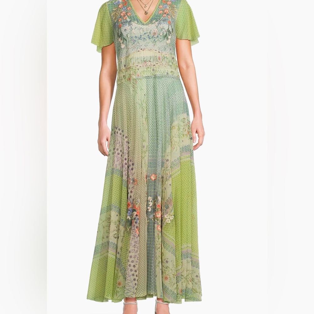 NWT Johnny Was Minx Floral Mesh Maxi Dress Sz Small Whimsy Fairy Bohemian